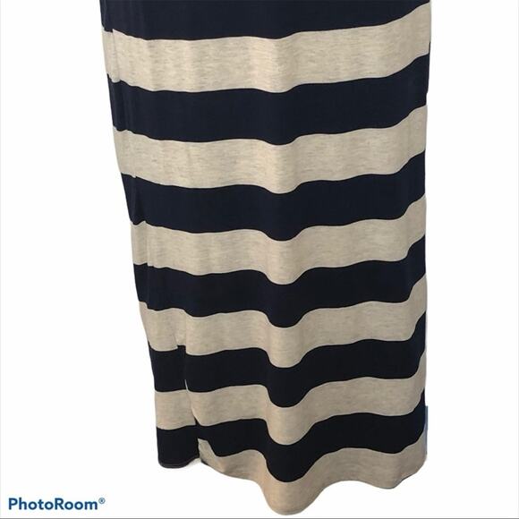 Anthropologie Thyme & Honey Striped Maxi Dress Small – Elegant Blue & Gray Maxi - Picture 6 of 13